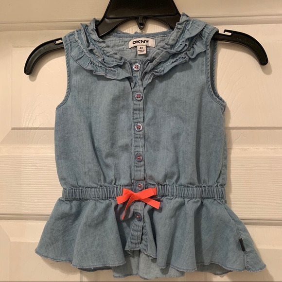 Dkny Other - 🛍 DKNY Toddler Chambray Peplum Top - Size 4T